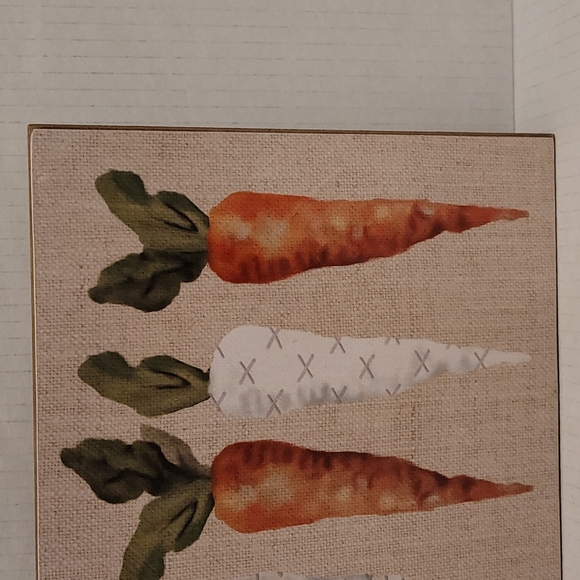 Adorable Orange and White Burlap Carrots Canvas Plaque - Picture 4 of 14